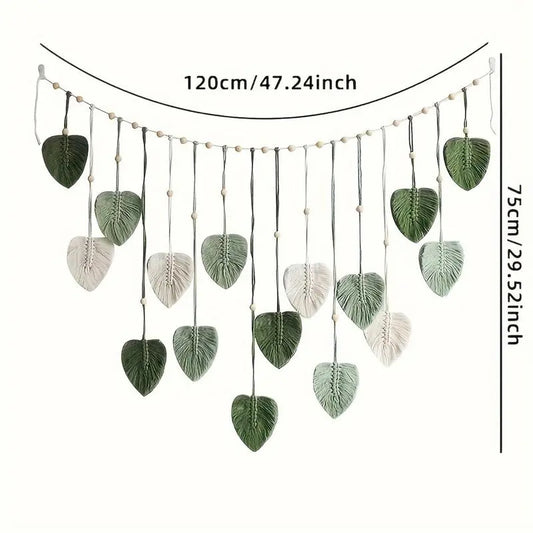 Bohemian Macrame Leaf Wall Hanging, Boho Style Decorative Wall Decor, Interior Wall Hanging Decor for Home Living Room and Bedroom, Home Decor, Ornaments, Boho Decoration