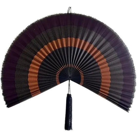 40-in Red Brown Bamboo Wall Fan - Japanese Hangable Unique Decor, Large Oriental Indoor Furniture Hanging Accent for Above Bed Headboard, Dresser