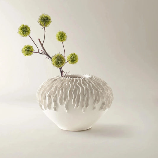 Z Gallerie Madre Ivory Minimalist Porcelain Vase, Modern Decorative Design Vase for Home Decor, Ceramic Flower Vessel