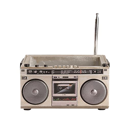 Funny live 4.7 Inches Retro Radio Shape Desktop Decoration Resin Crafts Ornaments Home Office Personality Multi-purpose Succulent Plant Pot | Pen Holder (Dark Brown)