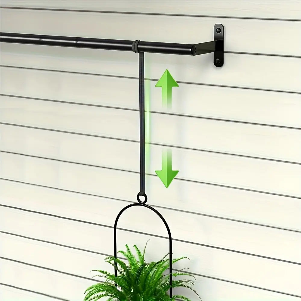 Adjustable Metal Hanging Planters with 4 Plastic Pots, Nylon Hanging Rope, and Expandable Storage Rack (11.8-18.1 in Sliding Out) for Wall/Ceiling Mounting (Home Decor Hooks & Shelves Supplies)