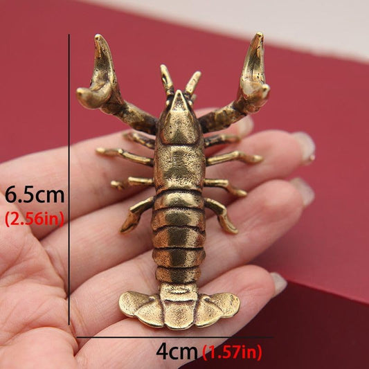 Solid Brass Crayfish Ornament Vintage Animal Pen Holder Desktop Decoration Crafts Collections Lobster Figurines