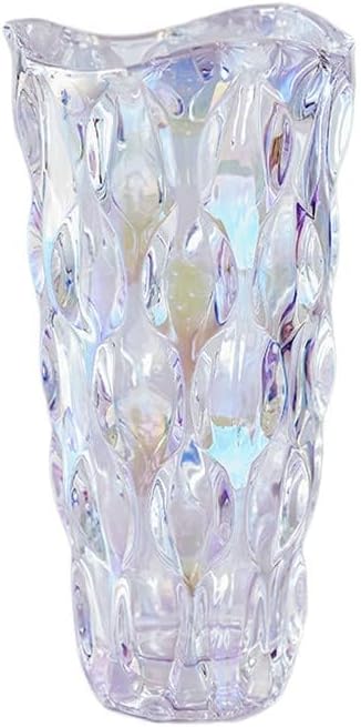 Heavy Glass Flower Vase Thickened 3.5lb 9.5inch Sparkle vase Bohemian Style, for Centerpieces,Wedding,Perfect Home Decor (Sparkle)