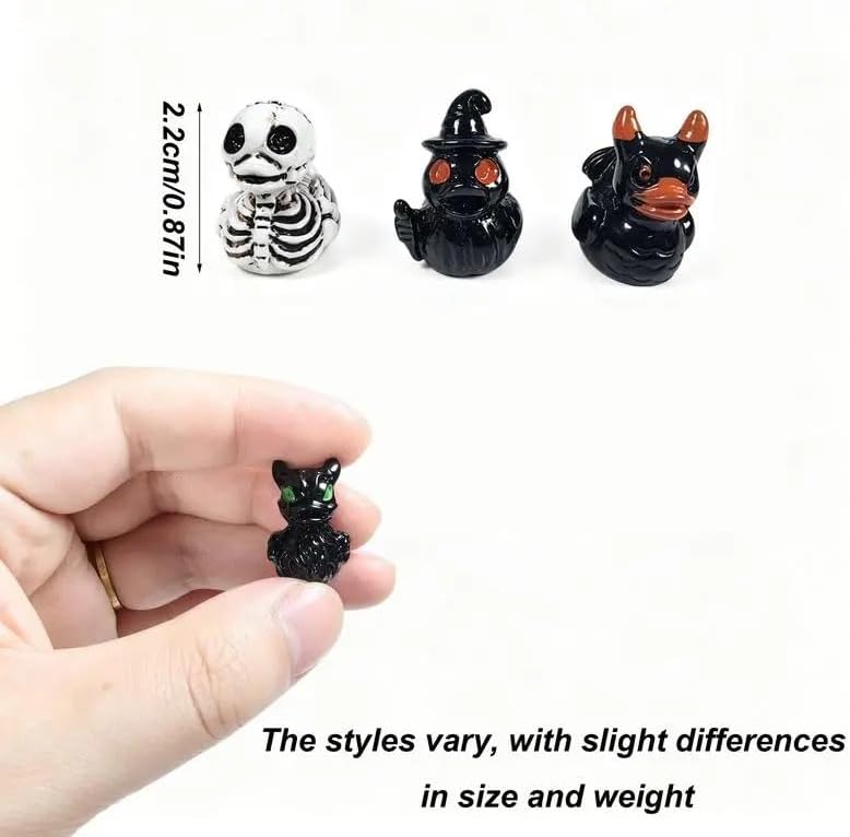 Mini Devil Ghost Skull Resin Ducks – Cute Spooky Desktop Decor, Creative Mini Garden Ornament, Halloween Christmas Party Gift (20)
