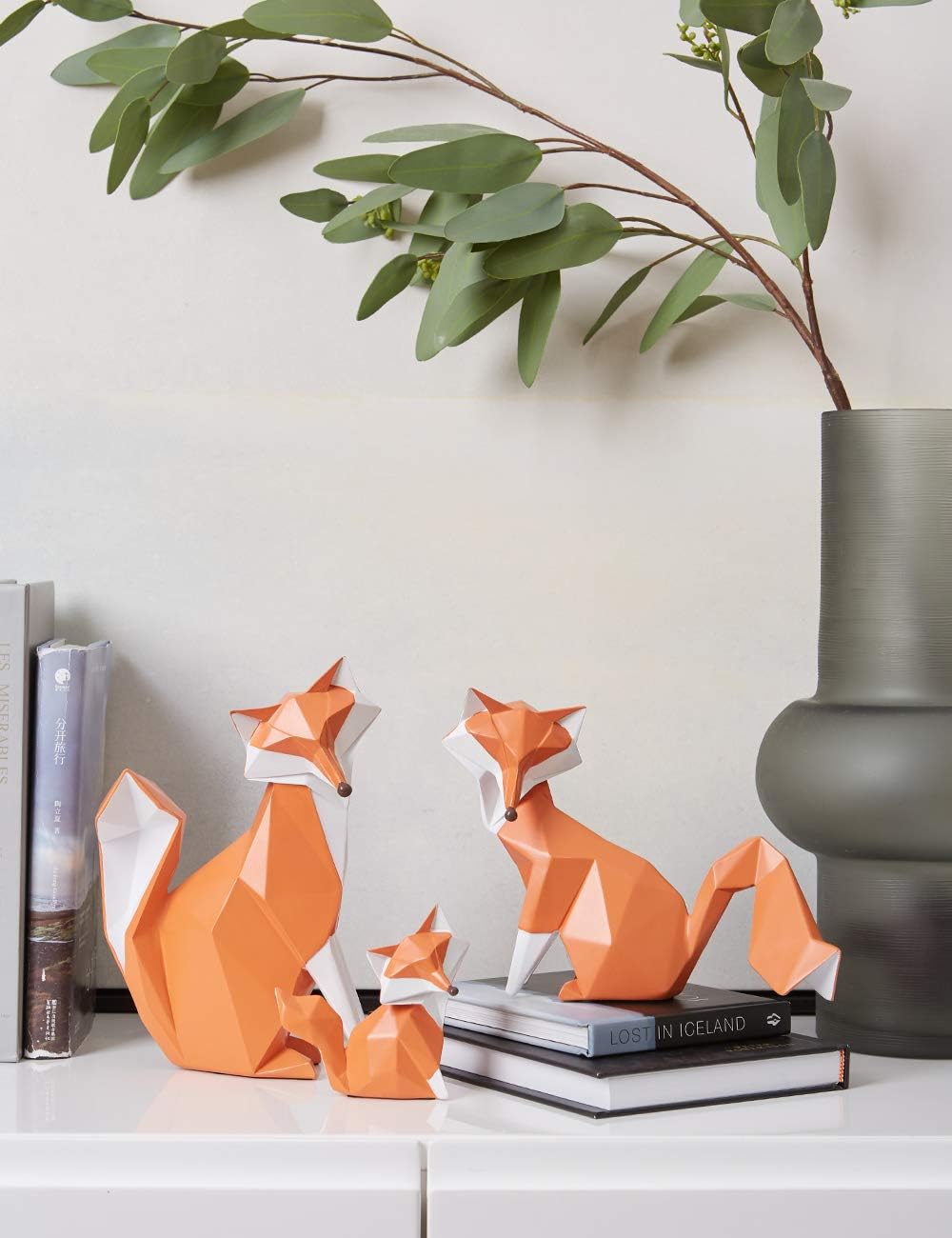 HAUCOZE Fox Statue Figurine Animal Sculpture Modern Home Decor 4.0 Inch