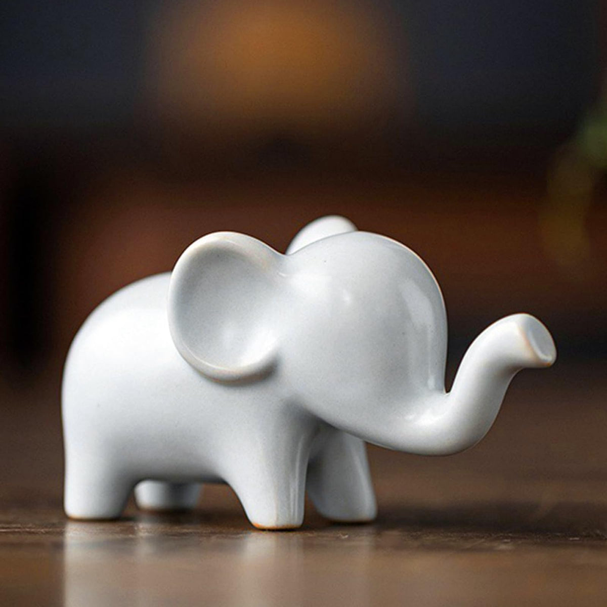 OwMell Good Luck Elephant Decor for Home, Ceramic Elephant Statue Figurine