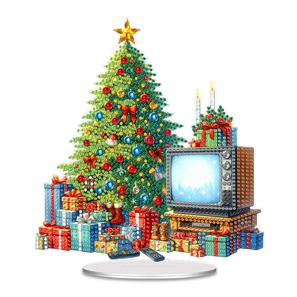 POETRYDRAW DIY Diamond Art Ornament Desktop Kit Christmas Car, Stand Up Acrylic Diamonds Painting Ornament for Adults, 5D Special Diamond Gem Craft Tabletop Placement Board Kit