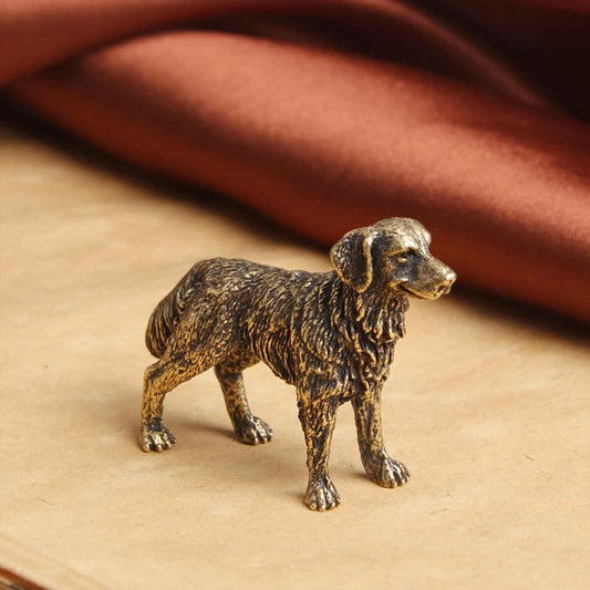 SnowOwl Brass Dog Figurine 1pcs, Small Statue House Sculptures, Animal Ornament Figurine Tea Pet Home Decor Table Office Decorative Collectible or Elders (dog-07)