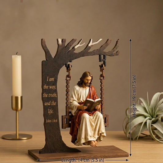 Christian Jesus Swing Ornament,7in Wood Jesus Bible Swing Ornament (1pc)
