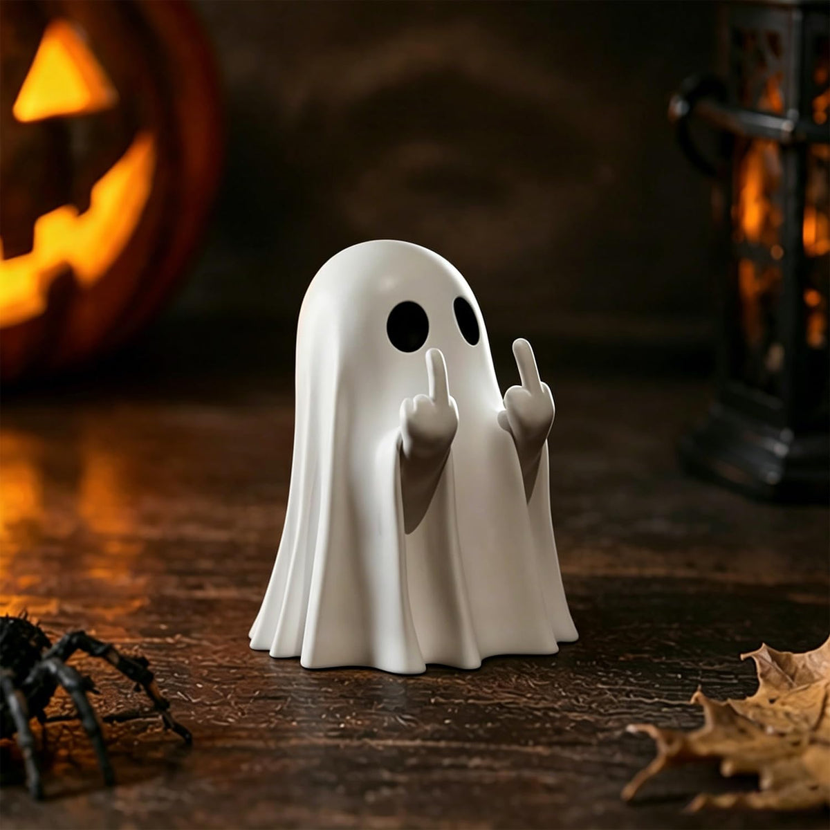 Halloween Ghost Figurine Pumpkin Spooky Resin Finger Statue Decor
