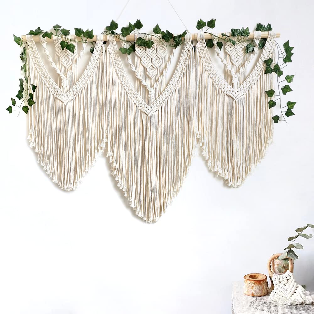 large macrame wall hanging - Boho Tapestry Macrame Wall Decor Art- Chic Bohemian Handmade Woven Tapestry Home Decoration for Bedroom Living Room Apartment Wedding Party - 43"x32" (Double-layer)