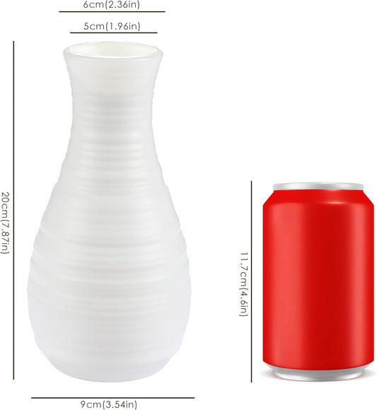 White Plastic Flower Vase, Ceramic-Look Decorative Vase for Flowers