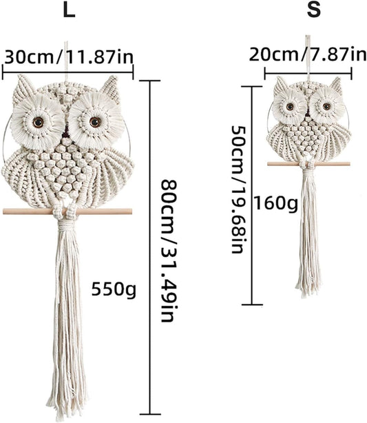 Achart Owl Macrame Wall Hanging-Hand Woven Boho Tapestry-Macrame Wall Decor