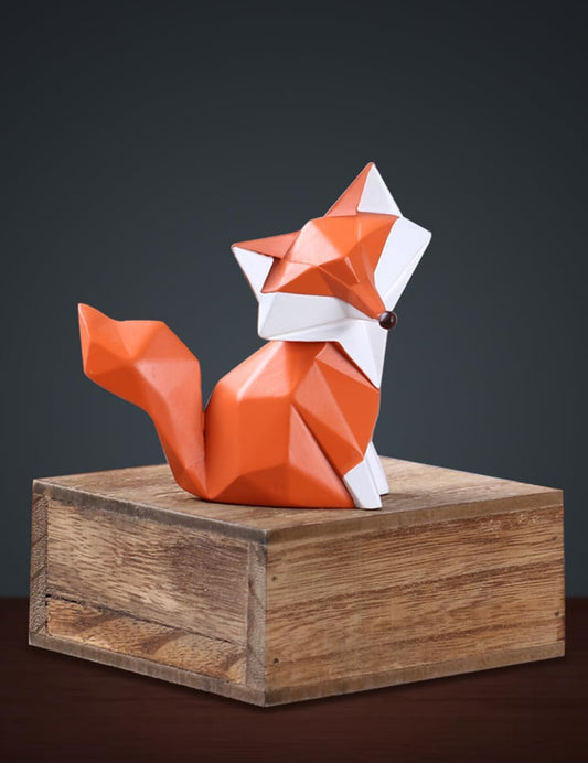 HAUCOZE Fox Statue Figurine Animal Sculpture Modern Home Decor 4.0 Inch