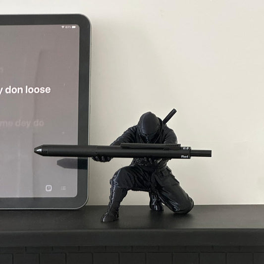 Ninja Warrior Pen Holder, Cool Black Ninja Desktop Pen Stand, Unique Samurai Warrior Pen Organizer, Creative Desk Decor Accessory, Funny Office Desktop Ornament Gift For Men Boss Coworkers