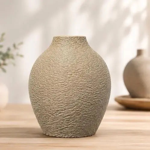 3D Printed Minimalist Textured Decorative Vase - Modern Home Decor Piece with Soft Matte Finish, Lightweight Durability for Small Floral Arrangements & Premium Display