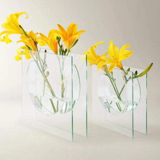Z Gallerie Solaris Glass (Small: 8"W x 2"D x 8"H ; Large: 10"W x 2"D x 10"H) Decorative Vase Decoration Holder Bowl Ornaments Dining Table Centerpiece Vase Kit,summerwins,dorm essentials