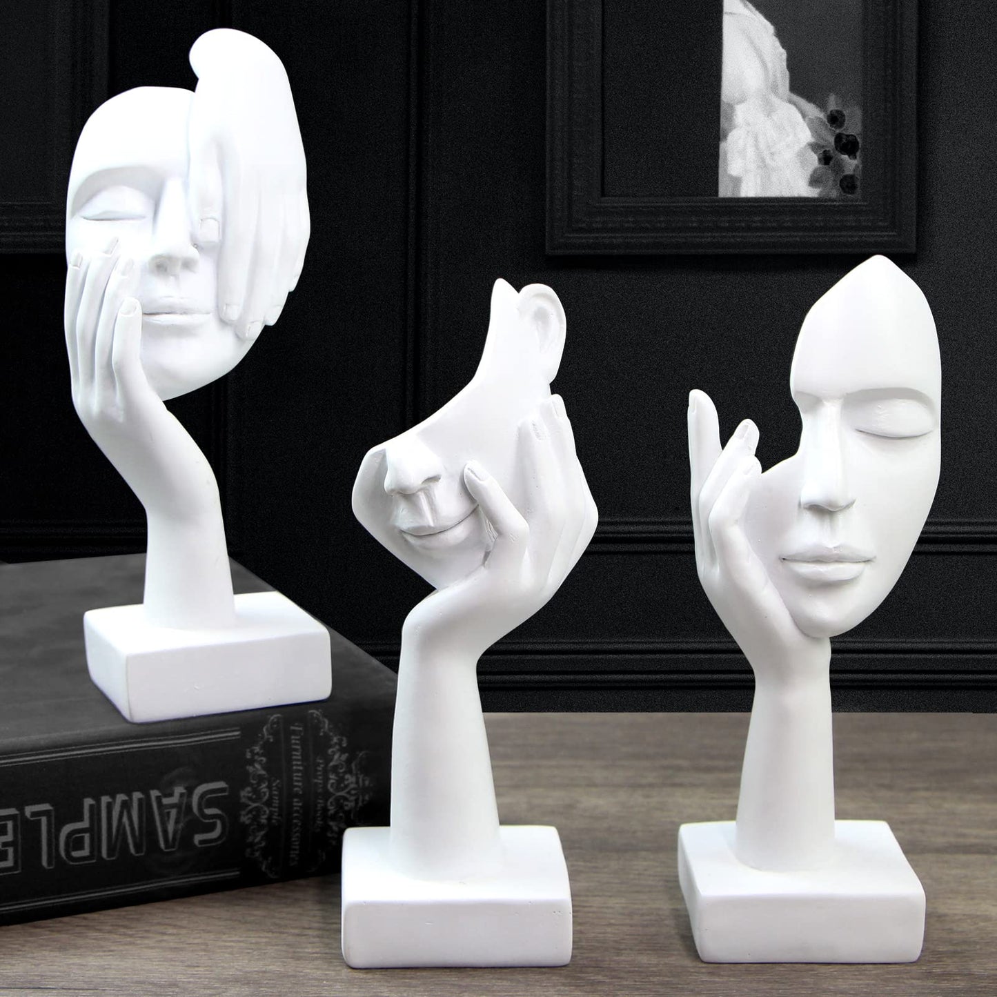 3 Pcs Thinker Statue,Modern Home Sculptures,Figurine for Bookshelf