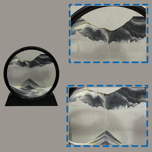 HYUGF Moving Sand Art Picture, 3D Deep Sea Liquid Motion Sand(Black, 7")