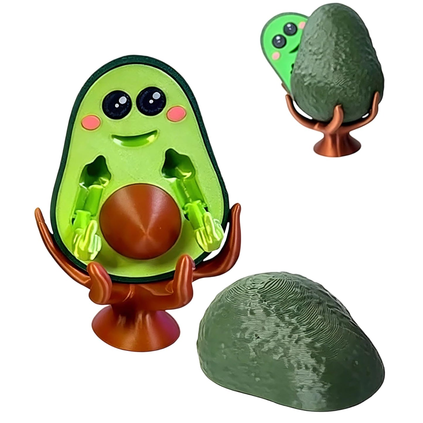 3D Printed Middle Finger Avocado, Bad Avocado Statue with Stand Figurine Cute Funny Statue Gift for Friends Family Desktop Decorative Ornaments (Beige)