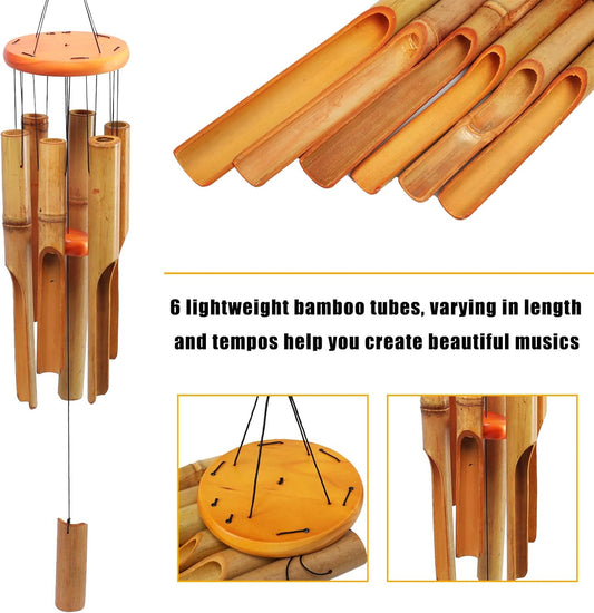 MUMTOP Bamboo Wind Chimes, Deep Tone Wooden Wind Chime Outdoor Garden Decor