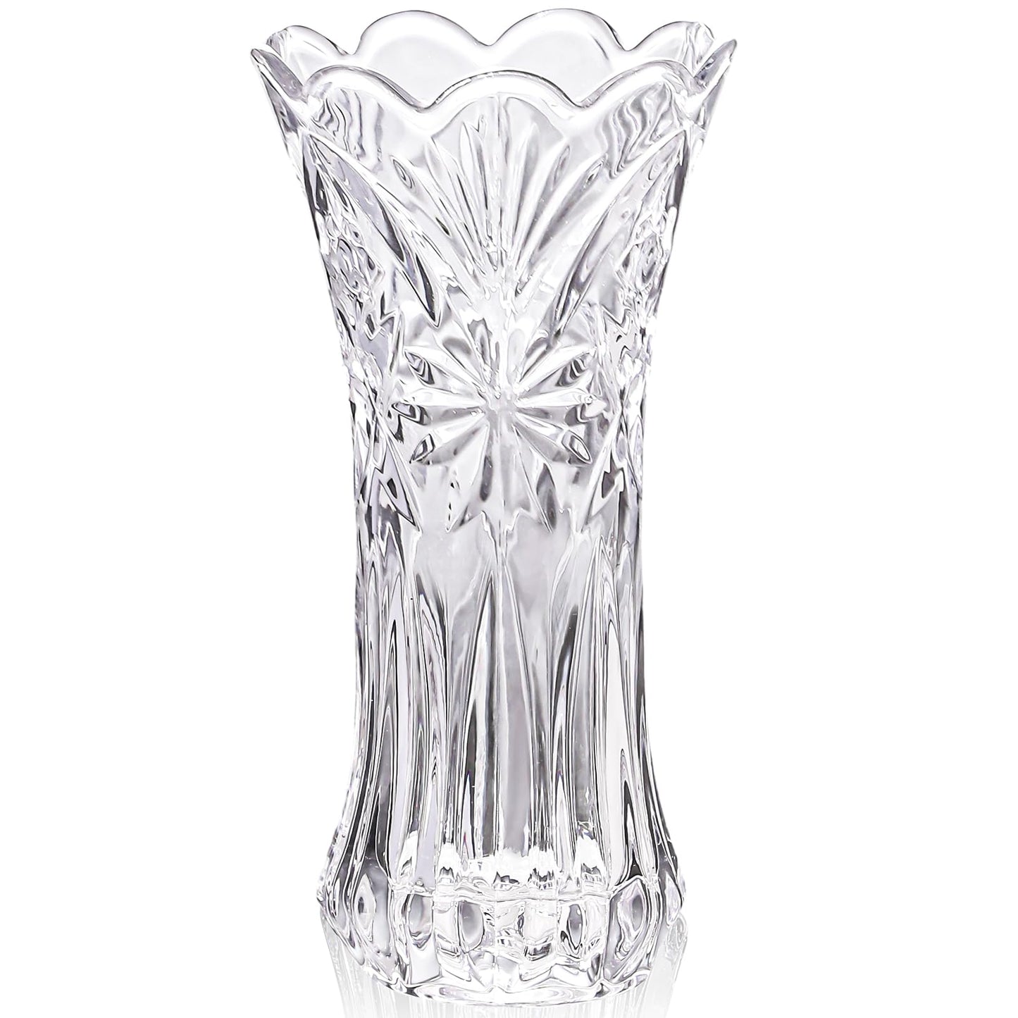 JASVIC 12 Inch Crystal Vases for Flowers, Tall Glass Vase with Wide Opening