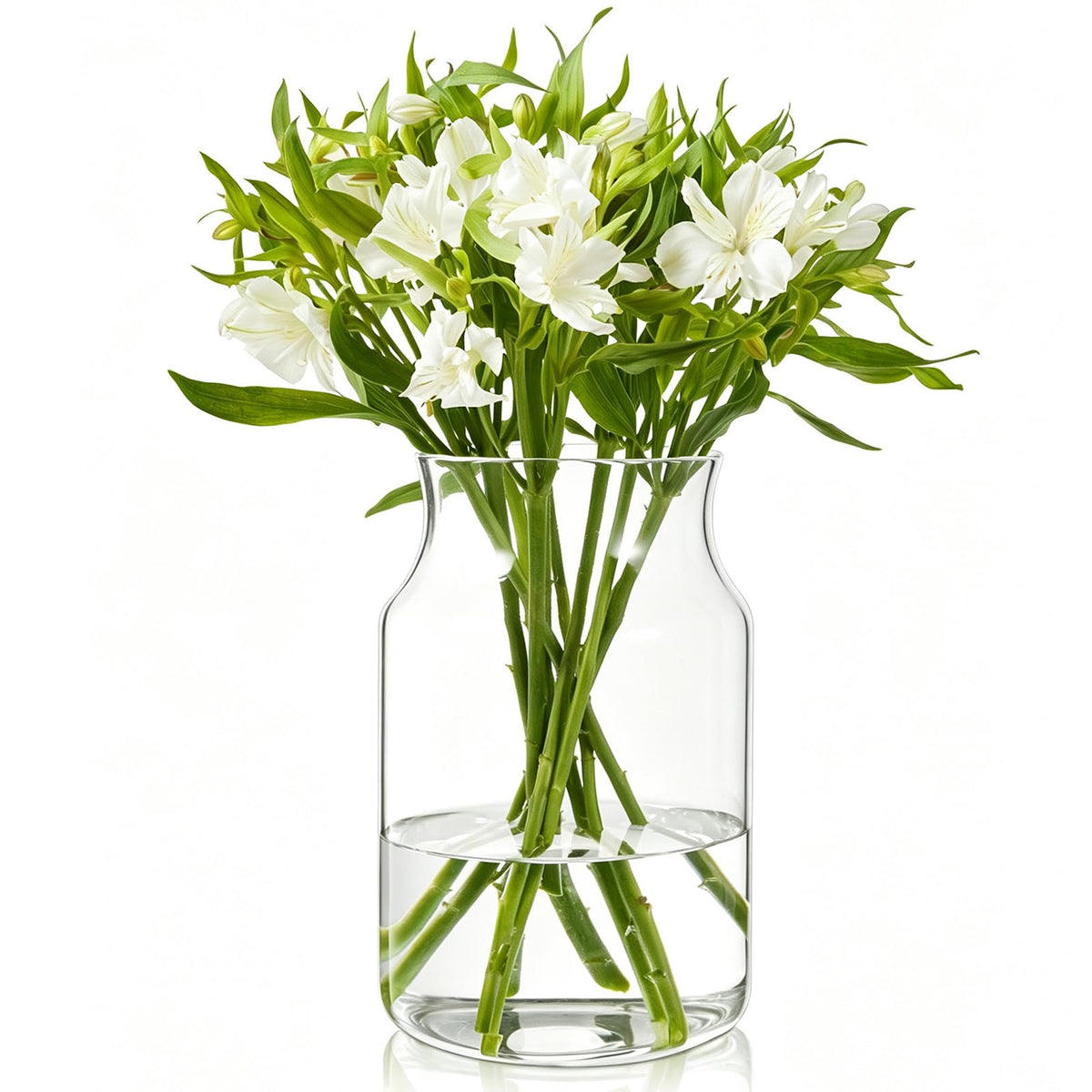 Clear Glass Vase, Large Flower Vase, 8-inch Glass Flower Vase for Plants, Wide Mouth Vase for Home, Wedding, Living Room, Dining Table