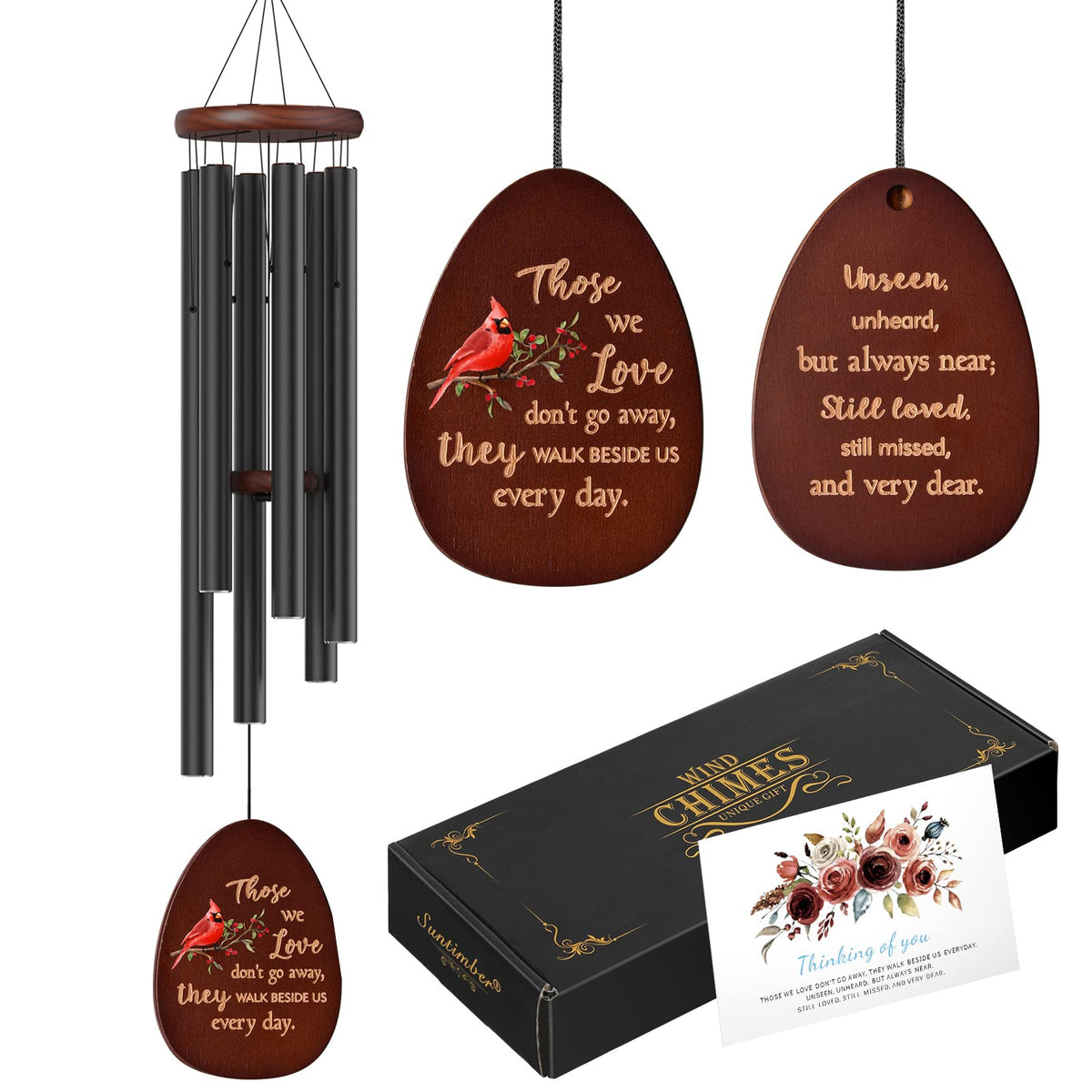 Suntimber Cardinal Memorial Wind Chimes for Loss of Loved One Sympathy Gift