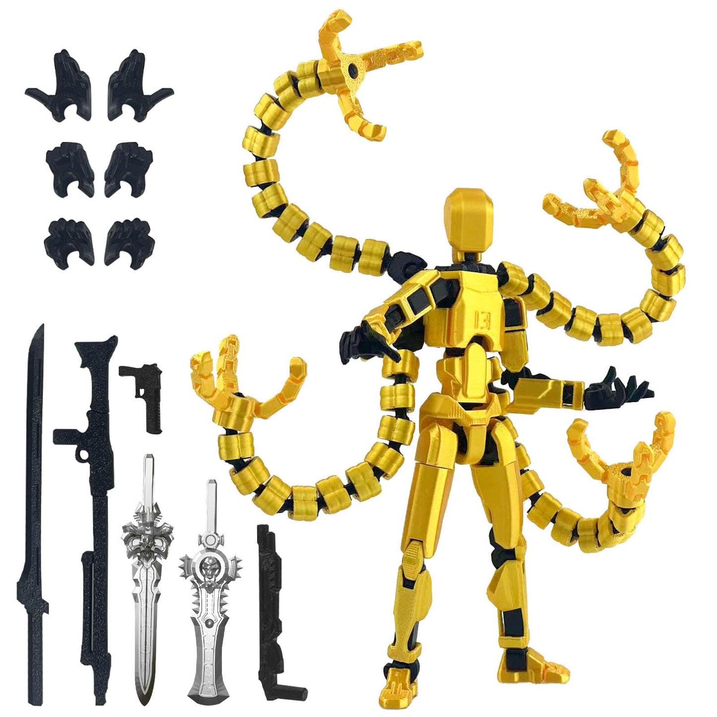 Assembly Completed T 3D Printed Dummy Robot 13 Action Figure Lucky Multi-Articular,Upgraded Tight Joints,Collectors Desktop Ornament Dynamic Modeling (Black Red, 7.2 Inch)