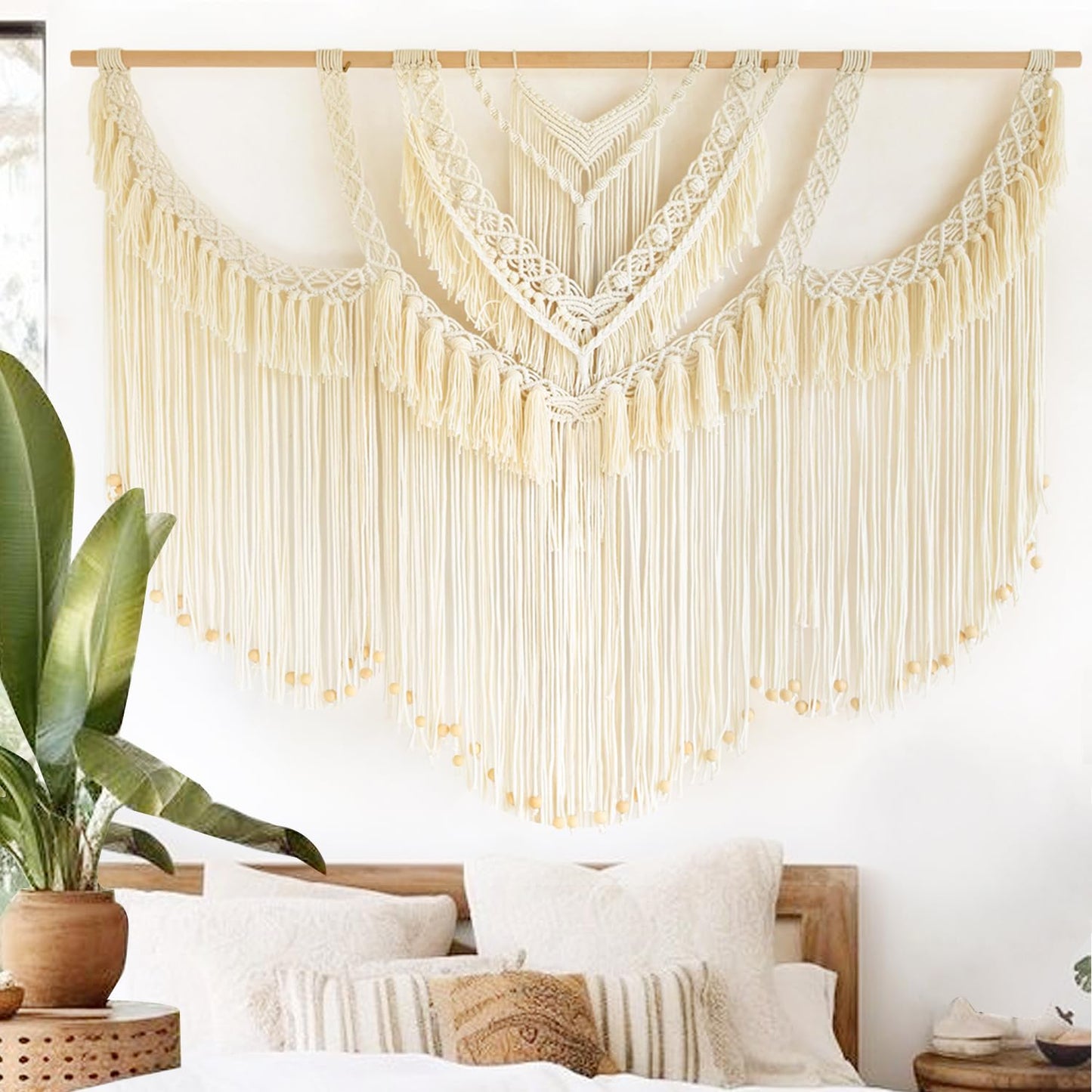Macrame Wall Hanging Handwoven Geometric Tapestry Woven Decor 47" W*35" L