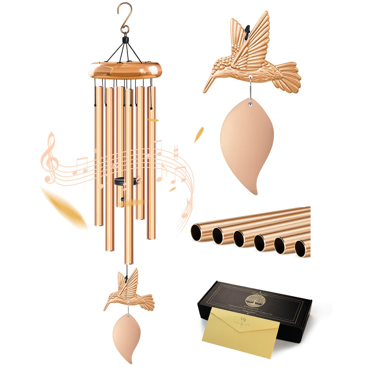 Memorial Wind Chimes with Hummingbird,Sympathy Gifts for Loss of Loved One,Windchimes in memory of a loved one prime,Condolences Remembrance Bereavement Funeral gift