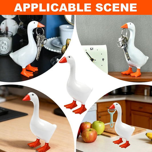 Desk Goose 7 Inches – Magnetic Goose Key Holder for Desktop, Cute Resin Goose Figurine with Strong Magnet Beak, Funny Animal Desk Ornament & Mini Desk Goose for Office & Home