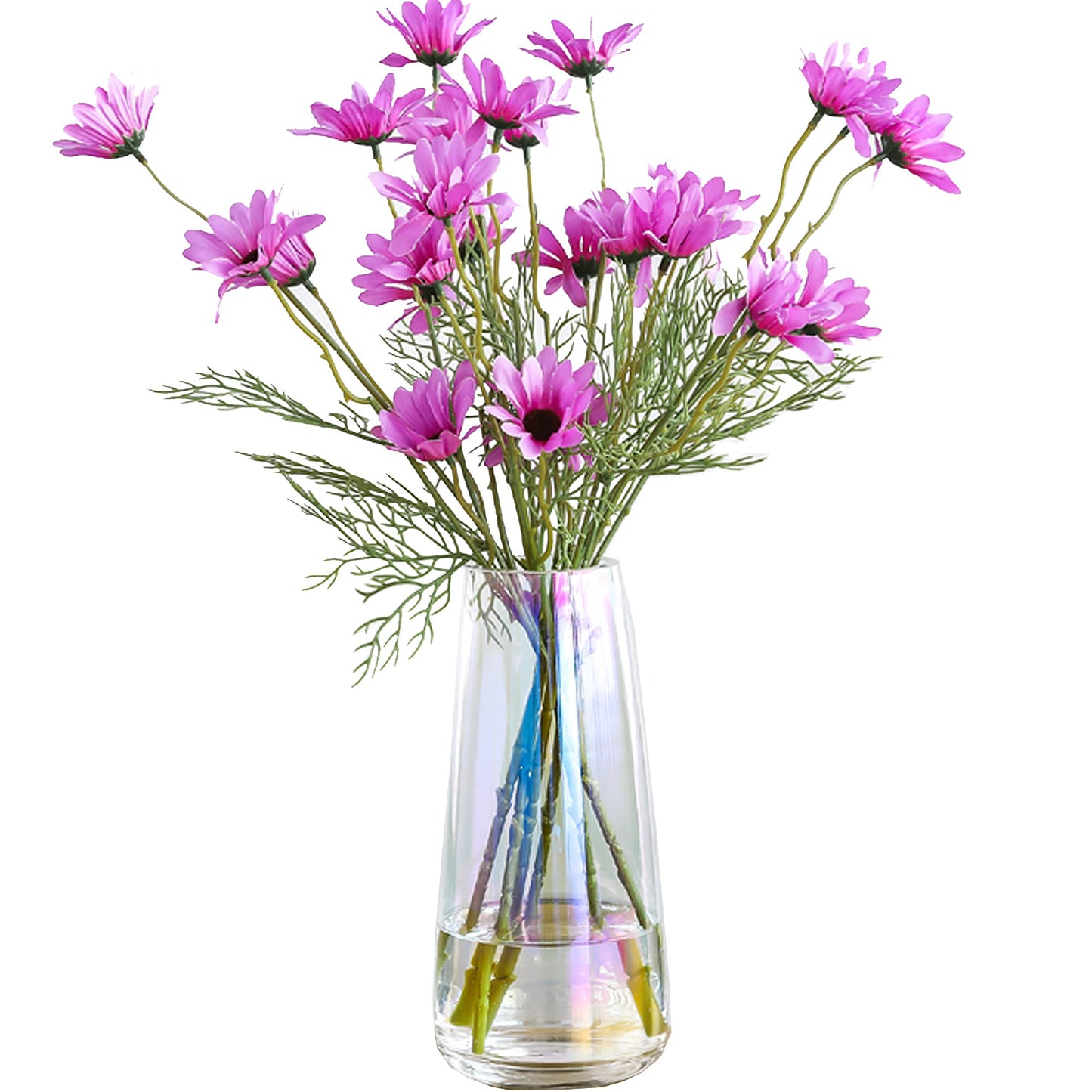 FANTESTICRYAN Modern Glass Vase, 8.7''H Decor Flower Vases, Crystal Grey