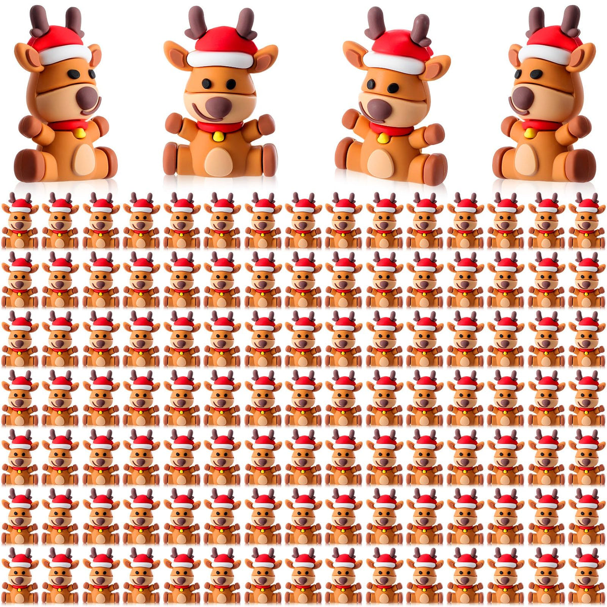 Chunful 25 Pcs Mini Reindeer Figurines Rubber Christmas Deer, Five Style