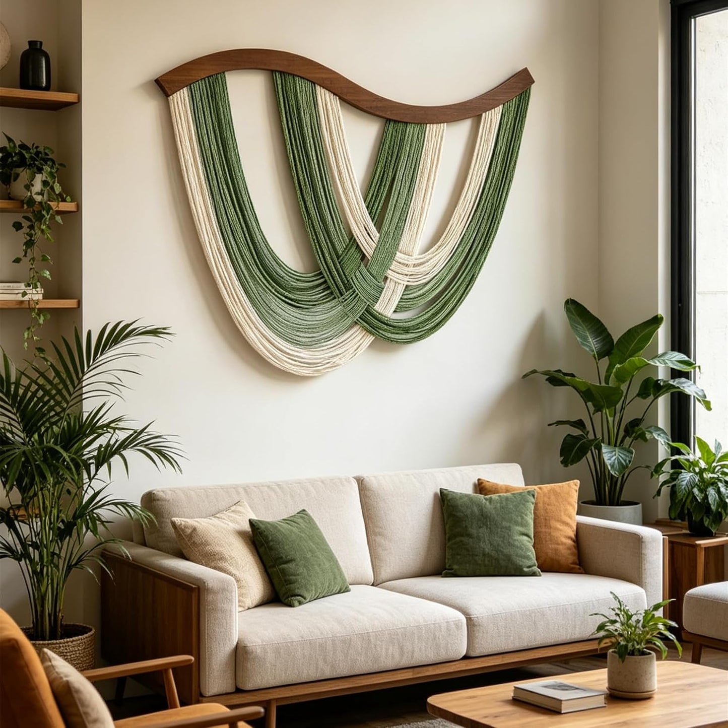 Large Macrame Wall Hanging, Boho Tapestry Woven Decor, 31.5” x 23.5"