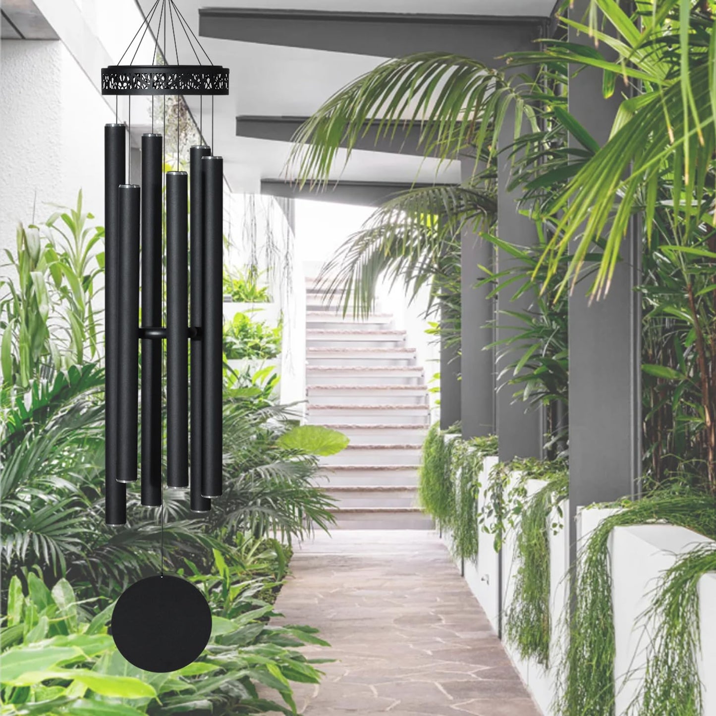 Suntimber Extra Large Wind Chimes for Outside Deep Tone,(EngravedLines,50")