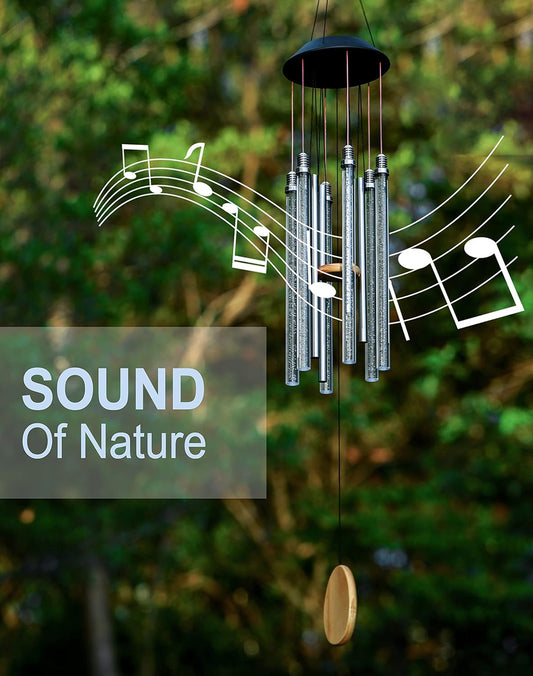 Solar Wind Chimes for Outside, DesGully 6 LED Tubes Color Changing Outdoor Clearance Unique Garden Decor Colorful Patio, Gifts for Her/Him (37" Long)