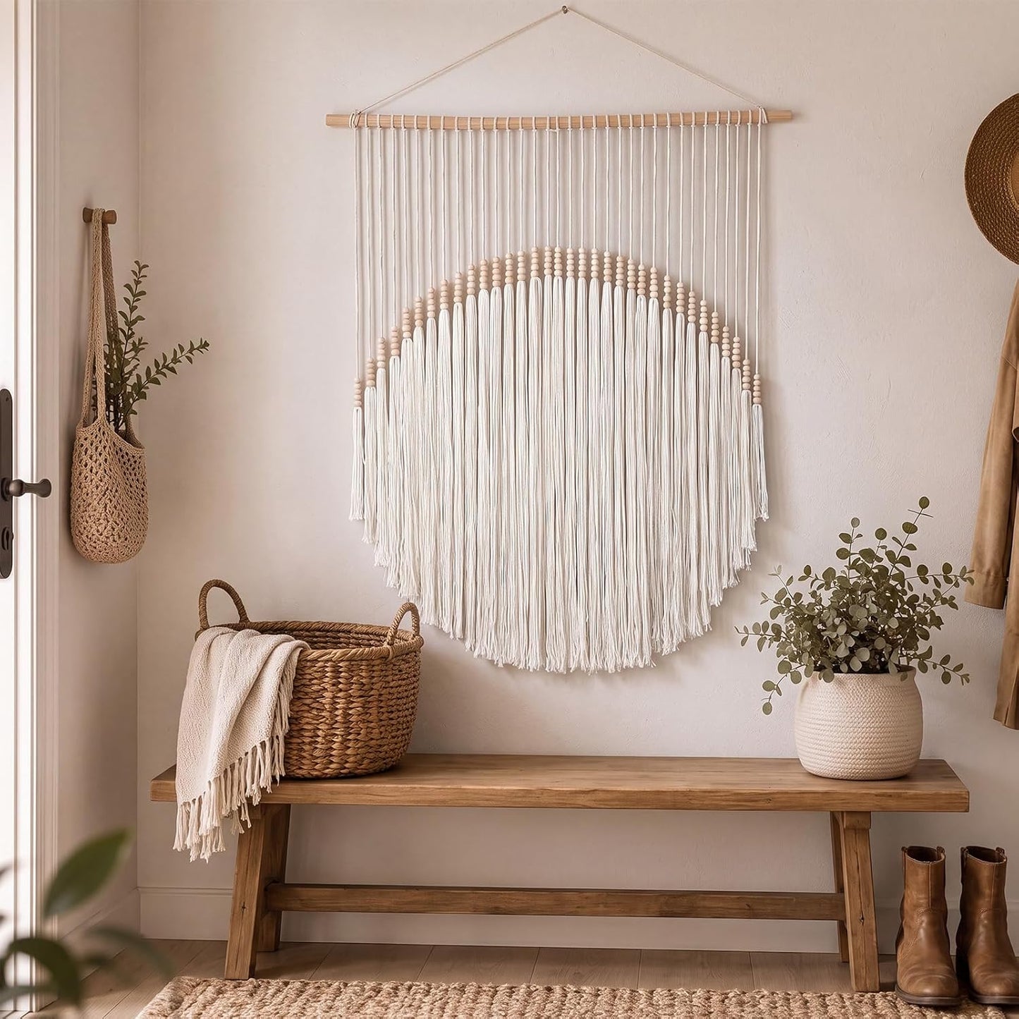 CrystalSylara Boho Macrame Wall Art Hanging Tapestry Decor, 31" Wx44 L