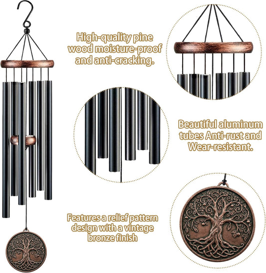 Tree of Life Wind Chimes for Outside, 32" Deep Tone Memorial Wind Chime