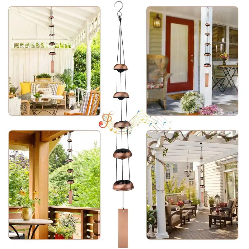 Metal Pagoda Wind Chimes - Copper Feng Shui Japanese-Style Hanging Bells, Outdoor Landscaping Decor for Garden, Patio, memorial wind chime Gift
