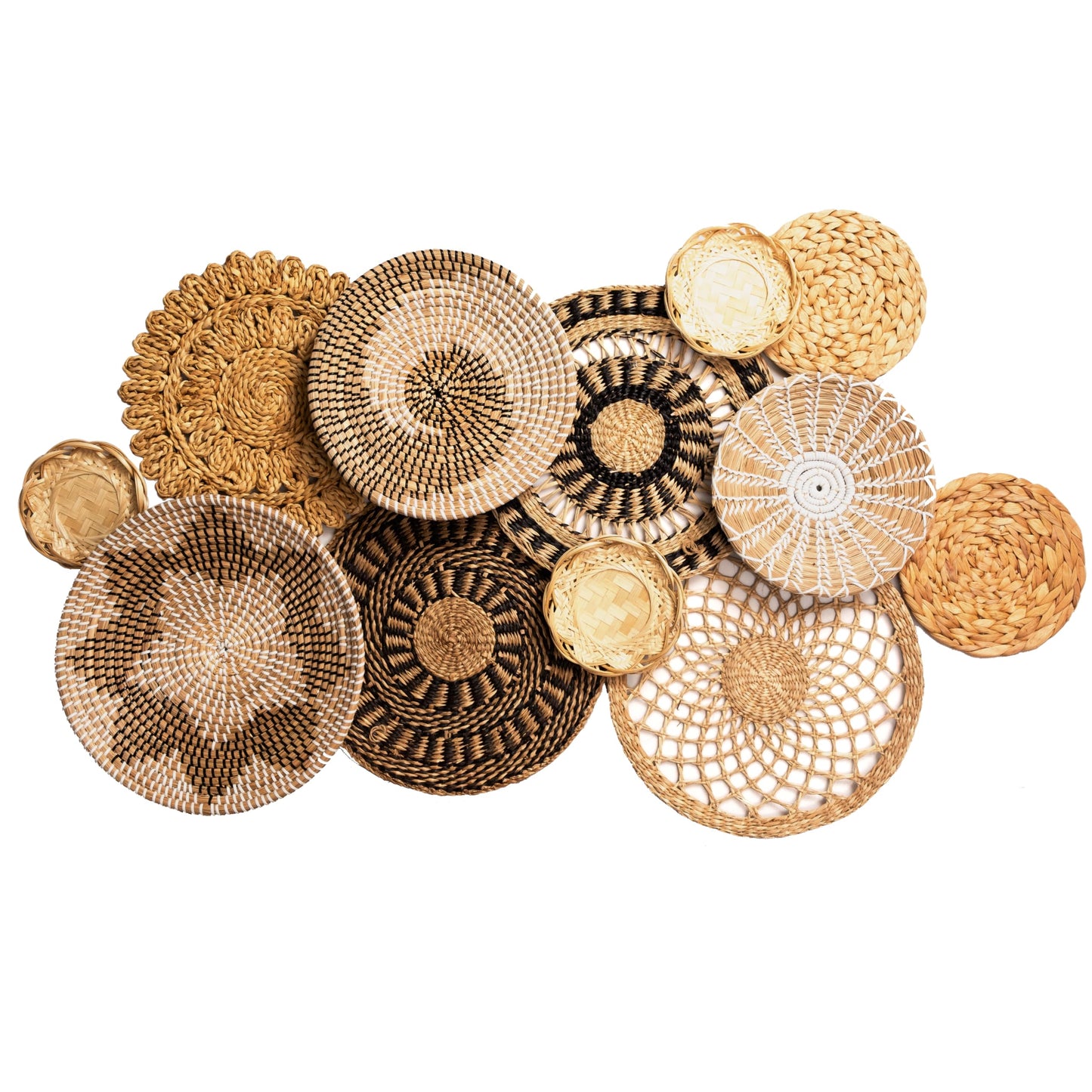 Laquedecraft Basket Wall Decor Set of 12, Natural Handwoven Wicker