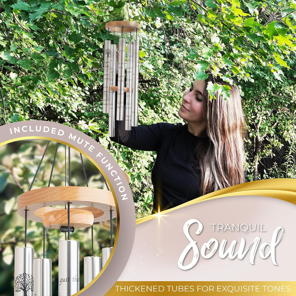 Tree of Life Memorial Wind Chimes for Loss of Loved One (32")