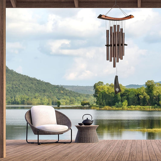 Woodstock Chimes Eastern Energy Healing Wind Chime for Outside 34" Medium Bronze, Harmonic Light Sound, Outdoor Decor for Patio, Porch, Garden HCBR