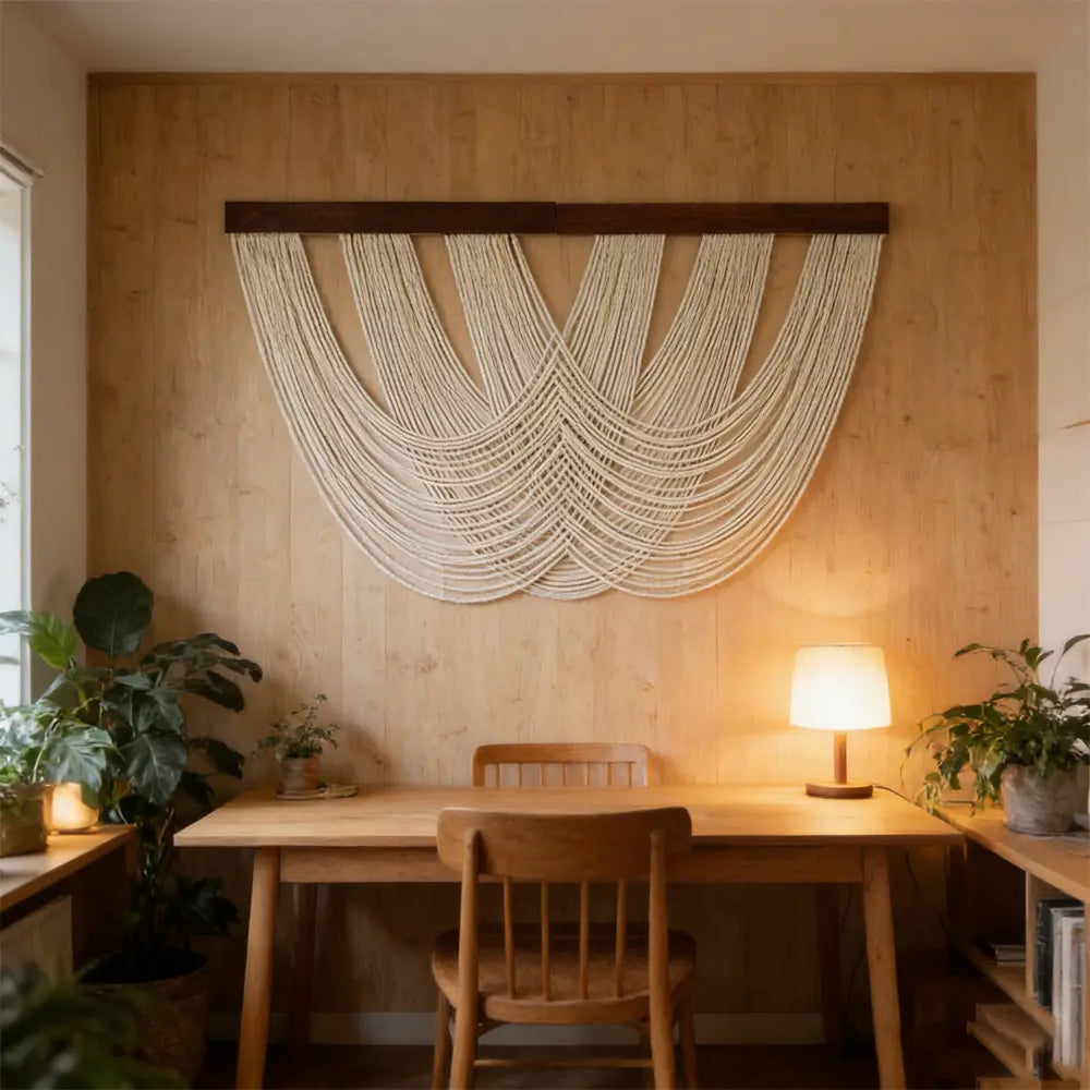 Cotton Lightweight Macrame Wall Hanging - Dip-Dyed Handmade Woven Tapestry, Aesthetic Home Decor Items for Bedroom & Living Room, 39.4x23.6in Bohemian Room Decor Wall Art for Headboard/Fireplace