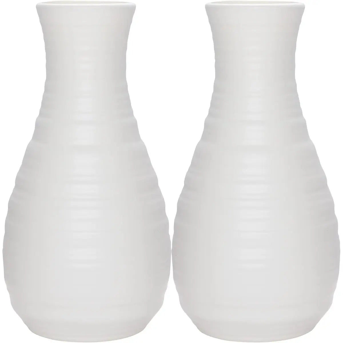 2pcs Nordic Round Plastic Flower Vases - Sleek, Elegant Craftsmanship Office/Home Decor, Dinner Parties Holiday Centerpieces, Artificial Flowers Vases, No Batteries Needed, White Versatile Ornaments