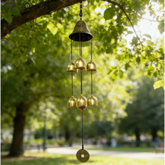 Vintage 6-Tube Metal Wind Chimes, Premium Tuned Aluminum Tube Hanging Decor, High-End Textured Melodic Bell, Garden Accessories for Home Patio Use