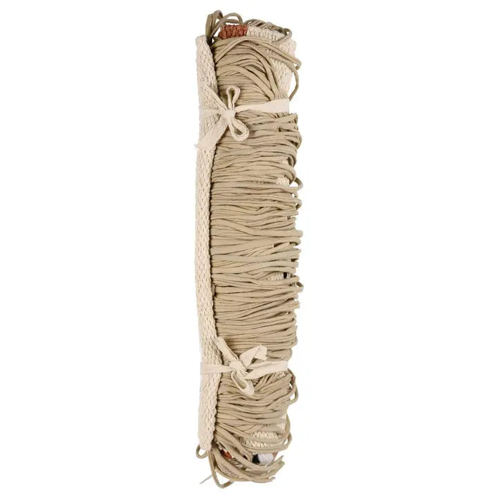 Riley Boho Woven Wall Hanging | Cotton Fringe Tapestry with Wooden Rod