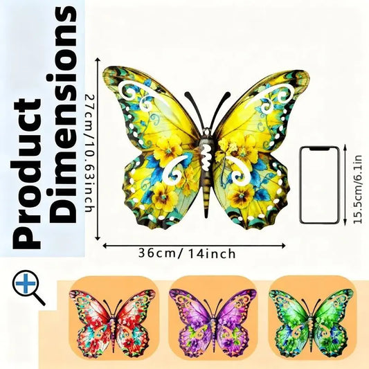 Metal Butterfly Wall Decor, 14 Inch Modern Cute Outdoor Fence Art, Home Hanging Decoration for Bedroom, Balcony, Garden, Patio and Yard #GLOBAL PICKS