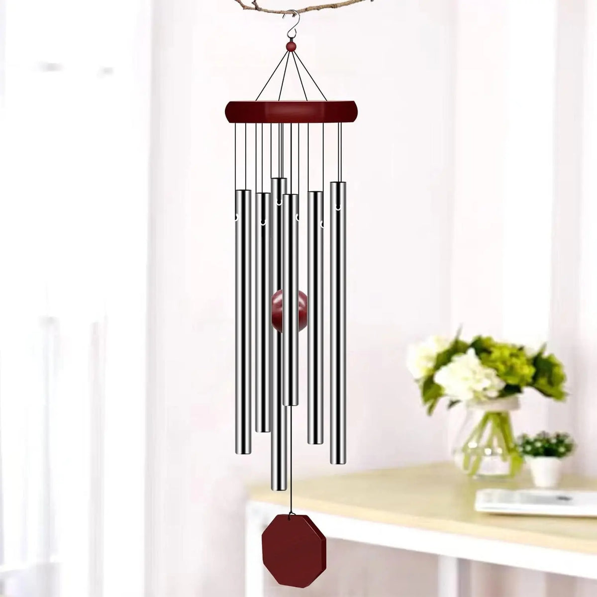 2 Pack Memorial Metal Windchimes, Outdoor Large Deep Tone Landscape Chimes with 6 Tuned Tubes - Personalized Sympathy Garden Decor for Patio Balcony Home, Home Improvement Accessory, Metal Wind Chimes
