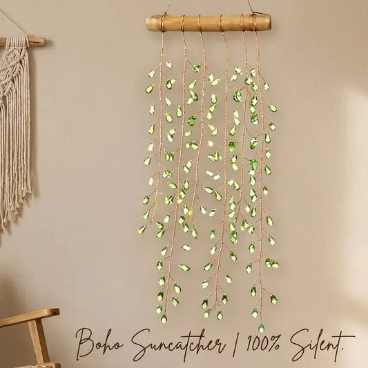 Realistic Artificial Weeping Willow Tree Suncatcher Window Ornaments - wicker Handmade Boho Decoration with Thick Trunk, Green Crystal, Hanging Home Decor Ornaments, Home & Garden Rainbow Light Catcher,plant hanger Gift Idea,Room Decor,olive tree memorial